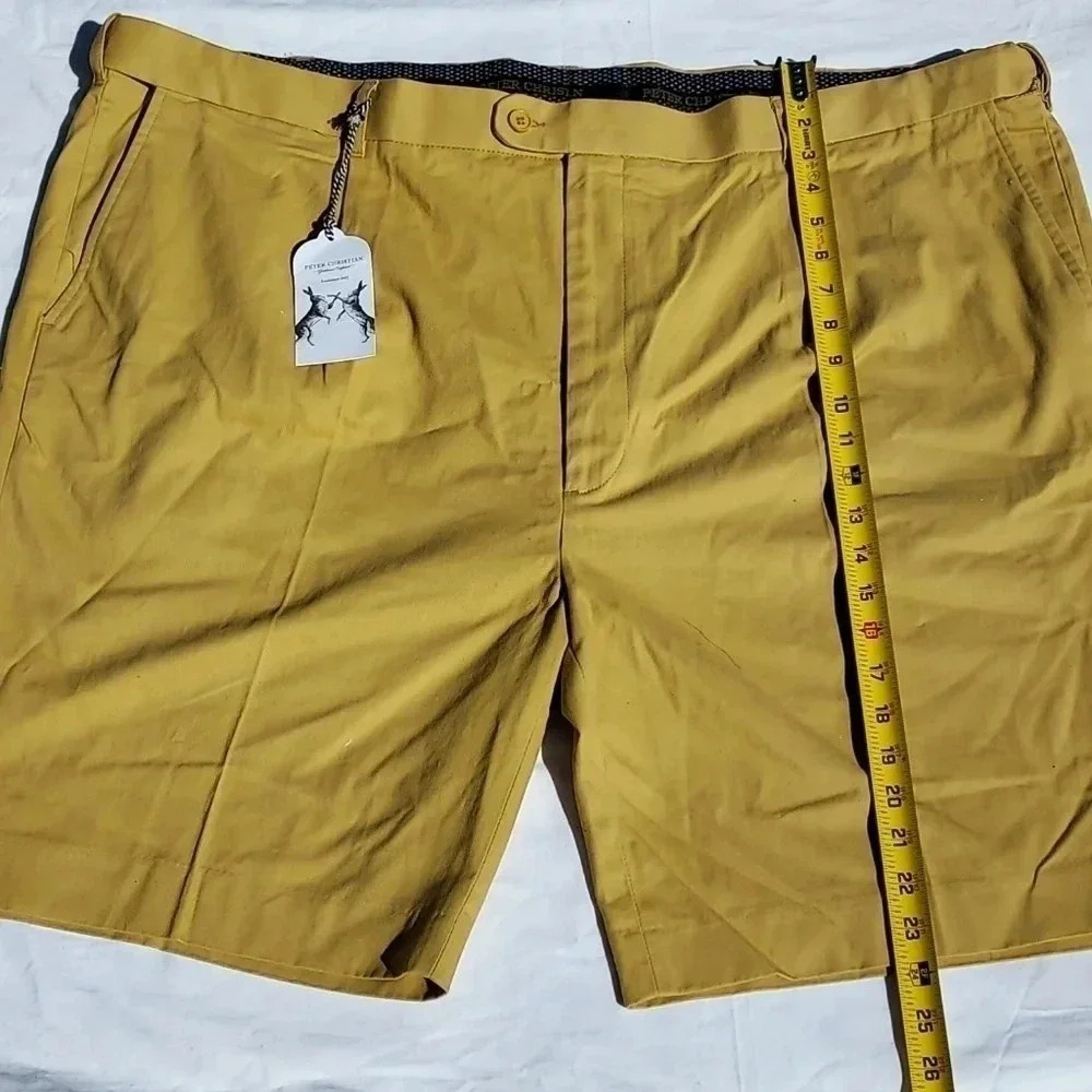 NWT Peter Christian Yellow Mustard Color Mens Shorts Size 50 - Picture 9 of 11